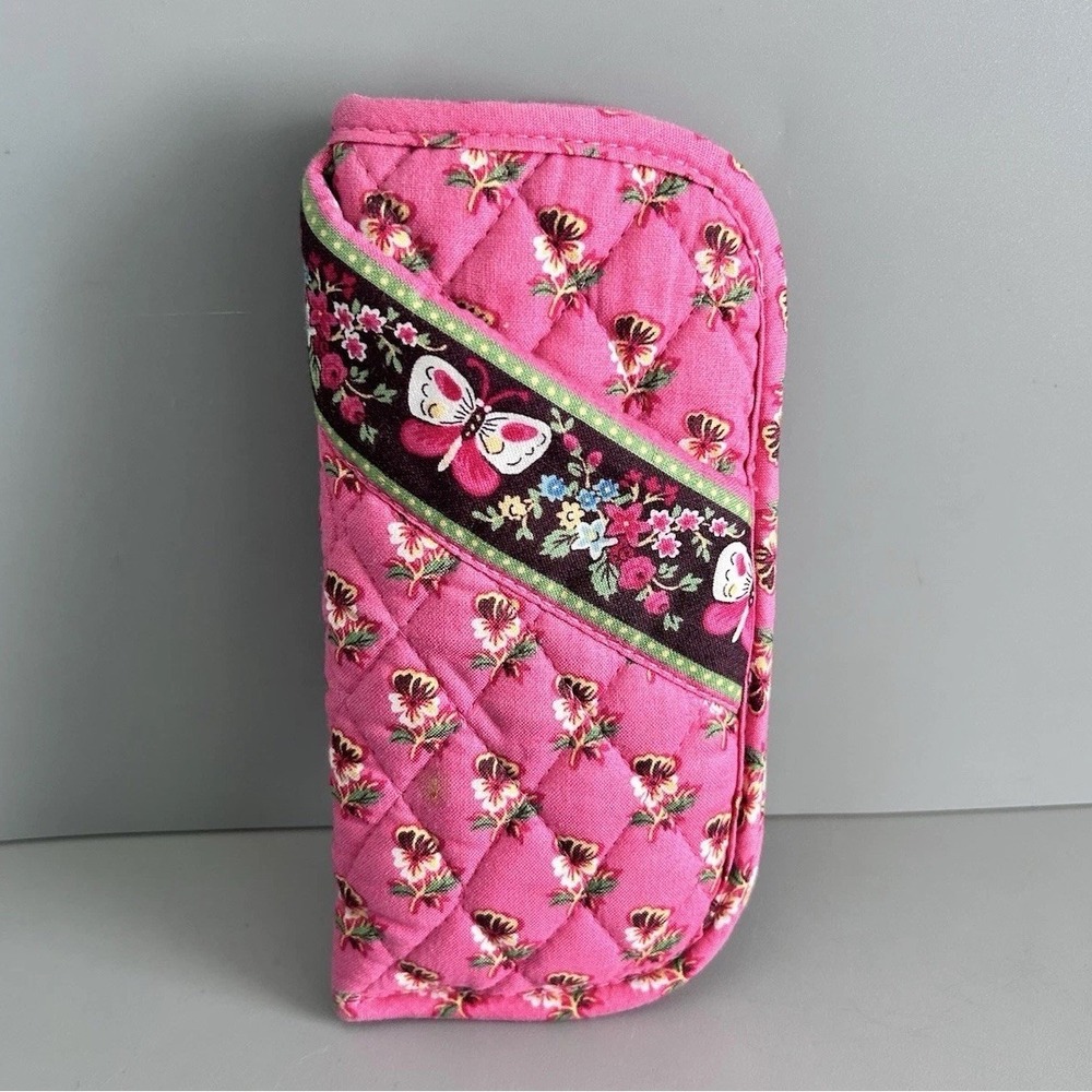 Vera Bradley Quilted Eyeglasses Sunglasses Soft Case Pouch Pink Floral Butterfly